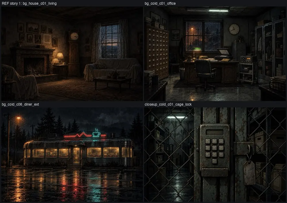 Cold File concept art in cool blue-gray tones